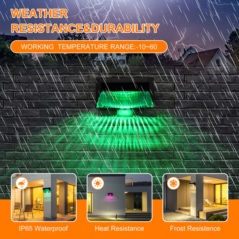 Wand-Landschaftszaun LED 123 * 60 * 65mm Solarlicht im Freien RGB des garten-3.7V dekorativer