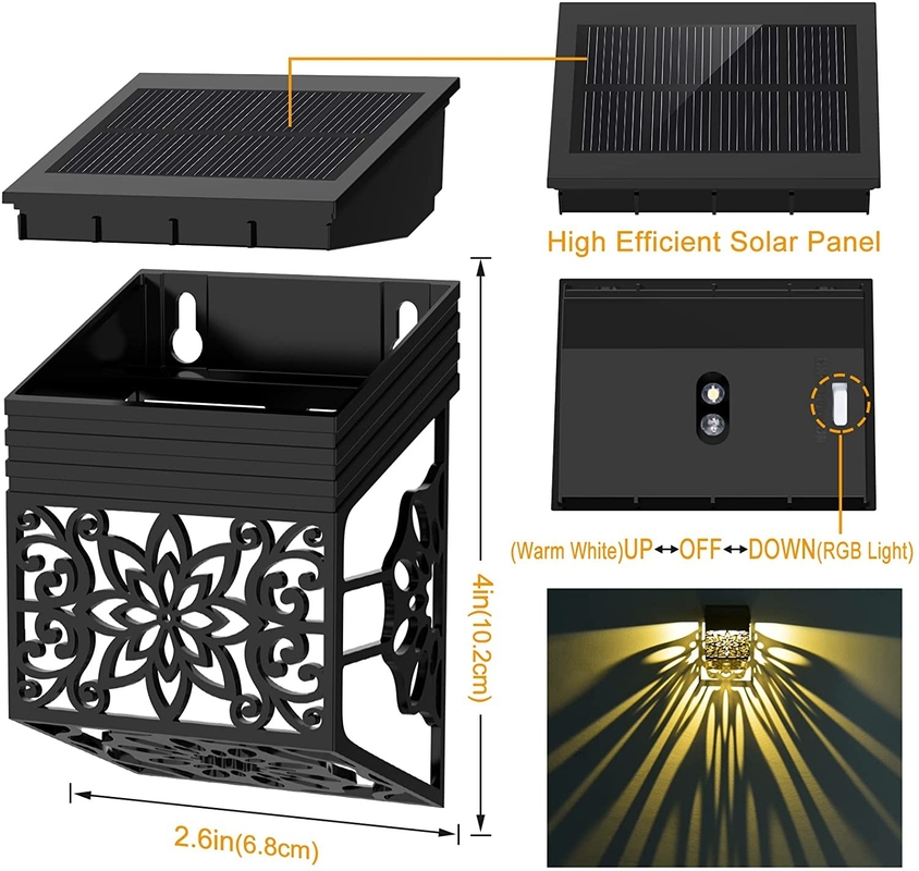 Dekorativer Solarzaun im Freien Lamp For Garden der Blumen-Muster-geführter Wandleuchte-IP65