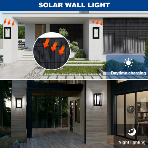 IP65 Wasserdicht Zuhause Gartenlampe Sicherheitslampen Nachtlichter Solarwandlicht Außenlicht