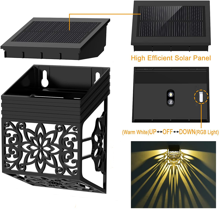 Außenwasserdichtes Solargartenzaunlicht Mehrfarbige Solar LED-Torpfeilerscheinung Für den Garten