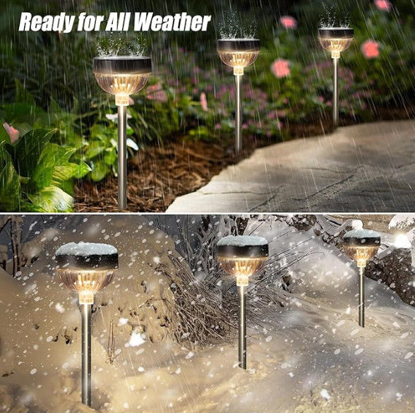 600mAh Batterie IP65 Wasserdicht Solar Gartenleuchten Warm Weiß 100LM Helligkeit für 8-10 Stunden