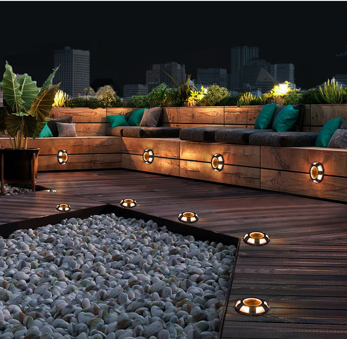 Aluminium Solar Outdoor LED Landschaftslicht Dekorativ Solar Deck Licht für Gartenrasen