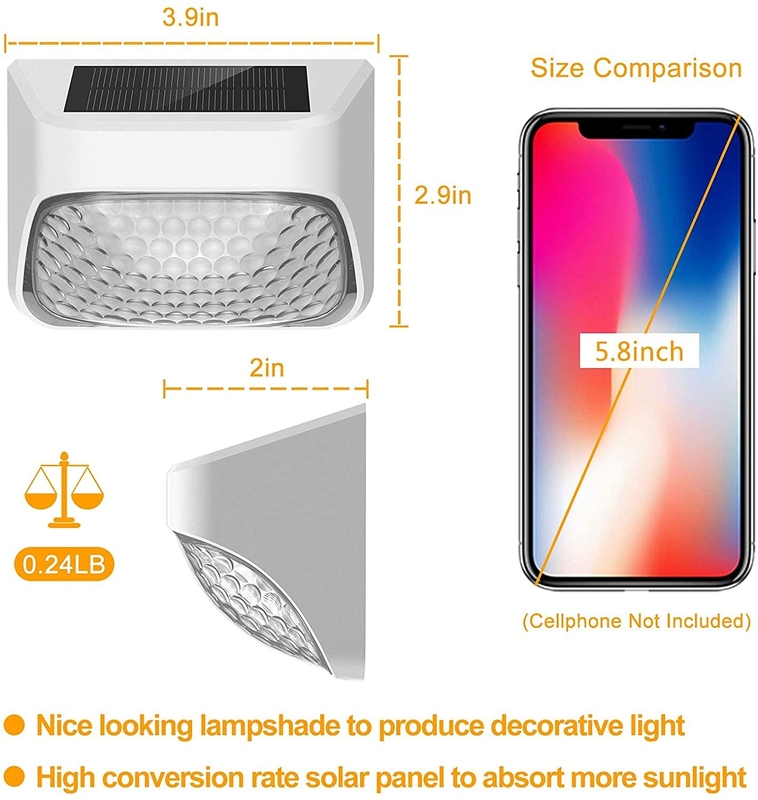 100g Solarzaunlicht Schwarz ABS PMMA Warm Weiß RGB 20Lumens Wasserdicht IP65 4,5 Stunden Aufladen