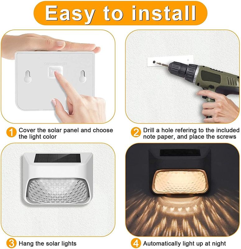 LED-Solarzaunlicht mit IP65-Wasserdichtheit 15 Stunden Arbeitszeit ABS PMMA