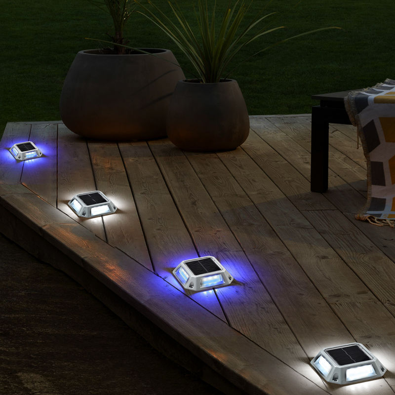 Aluminium Solar Dock Lichter Warmweiß/Kaltweiß IP68 Wasserdicht 4-Pack für verbesserte Straßenbeleuchtung