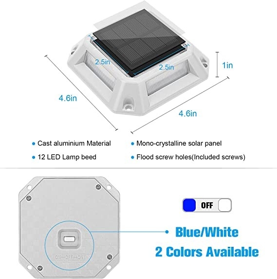 LED Solar Dock Light Aluminium 20 Lumens IP68 Wasserdicht 4-Pack mit Schraubeninstallation