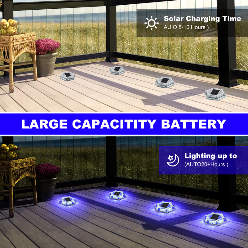 IP68 Wasserdicht Aluminium Solardock Licht Kaltweiß Schraubeninstallation Solarbetrieb
