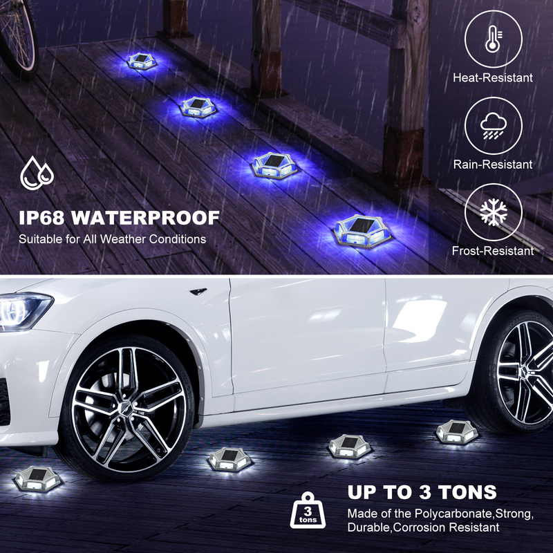 IP68 Wasserdicht Aluminium Solardock Licht Kaltweiß Schraubeninstallation Solarbetrieb