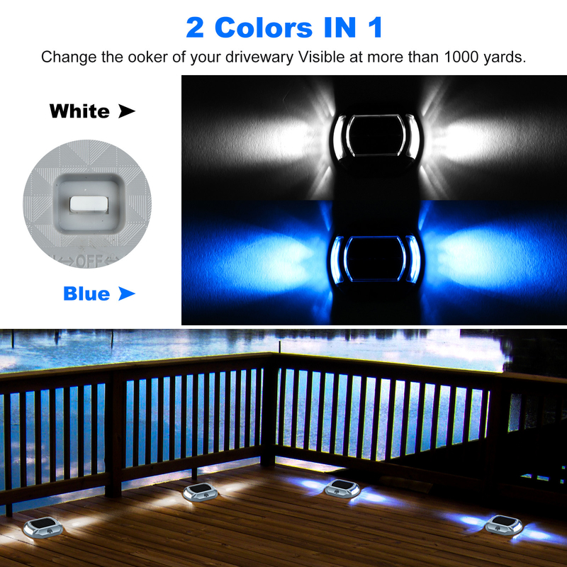 LED Solar Dock Light IP68 Wasserdicht 2V Blau/Kaltweiß 20 Lumens Helligkeit Schraubeninstallation