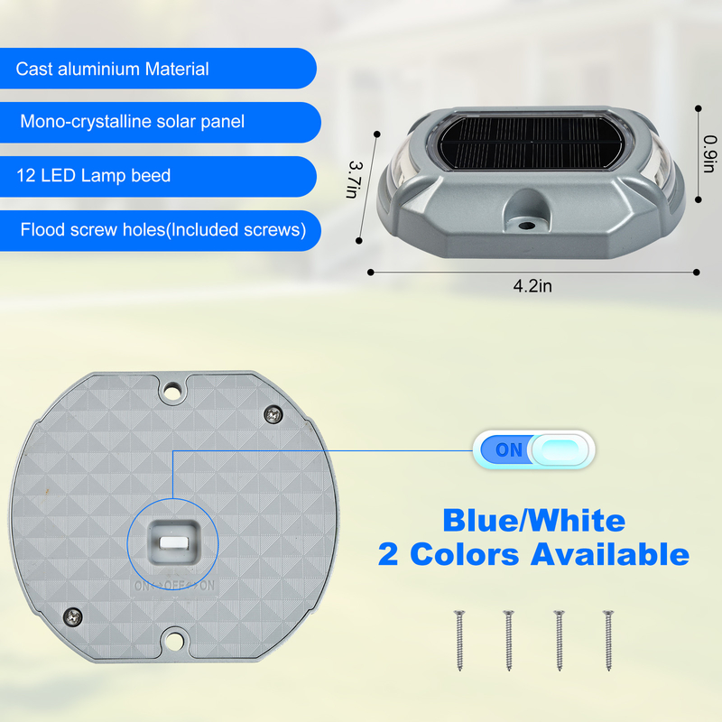 LED Solar Dock Light IP68 Wasserdicht 2V Blau/Kaltweiß 20 Lumens Helligkeit Schraubeninstallation