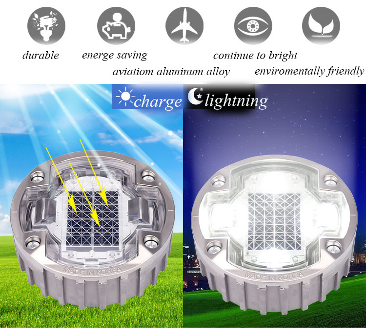 123*50 mm Solar-LED-Straßenstangen mit Aluminiumlegierung und Sichtweite von bis zu 500 m