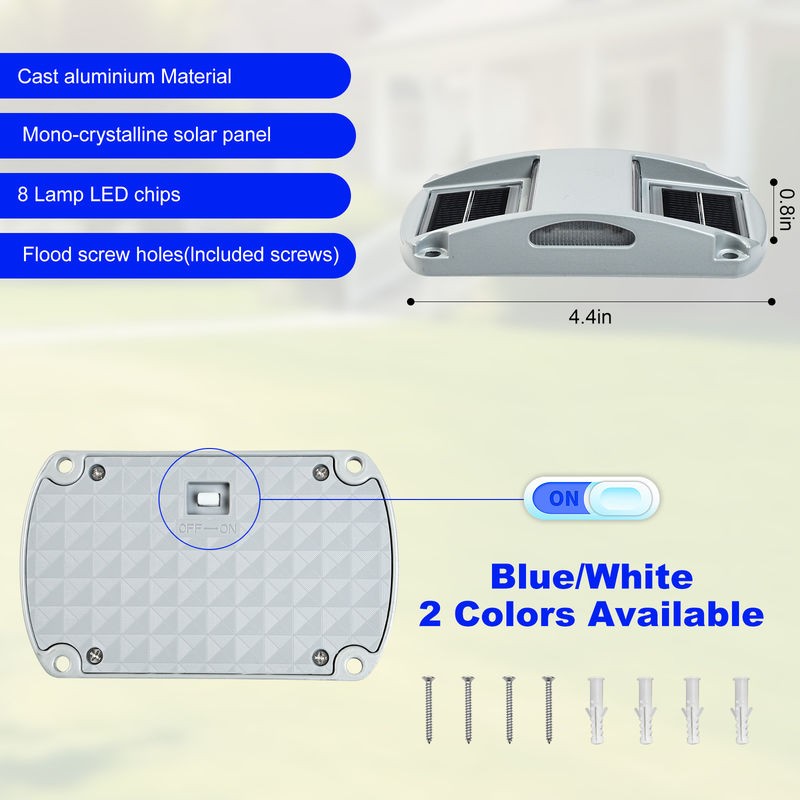 IP68 Wasserdicht Blau/Kaltweiß LED Solar Dock Light Set - 4 Packungen 130*80*22MM