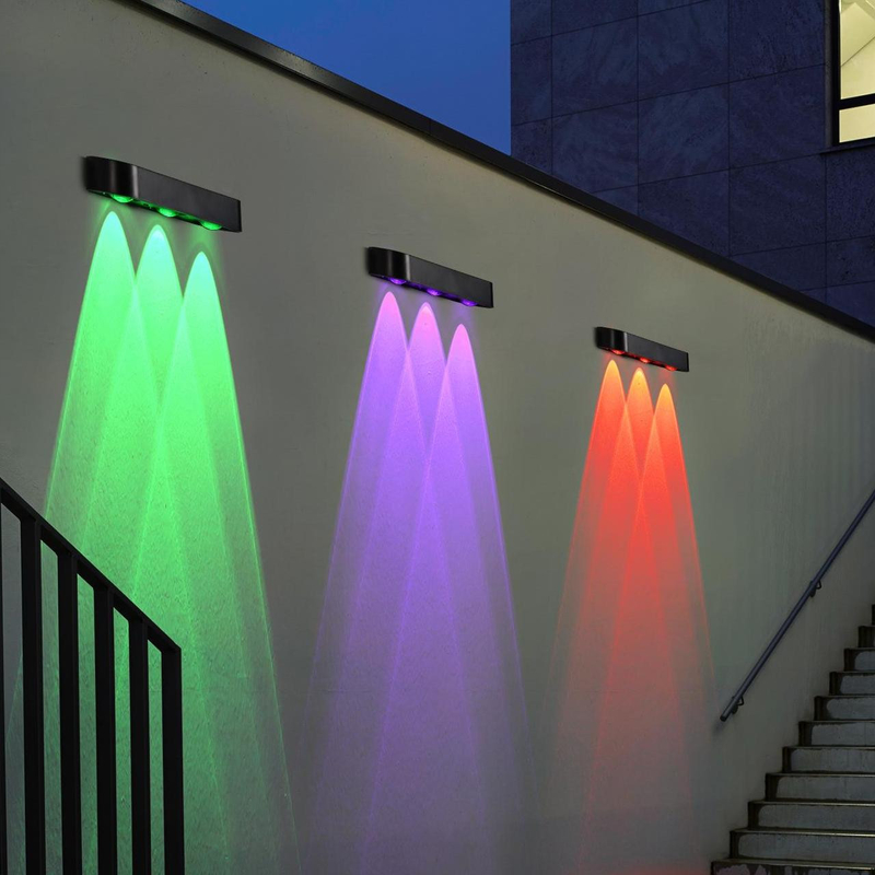 Außen Solarwandleuchte mit ternärer Lithiumbatterie 3Pcs LED RGB Atmung IP65 ABA PC Shell