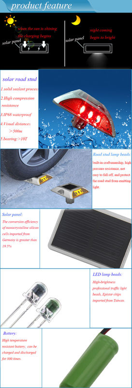 Weiß/Gelb/Rot/Bule/Grün solarbetriebene Straßenmarker für extreme Temperaturen