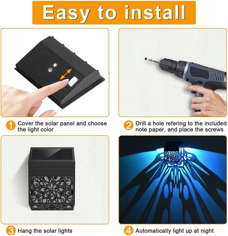 Solarbetriebene LED-Gartenleuchten mit monokristallinem Silizium-Panel in warmem/kühlen Weiß/RGB