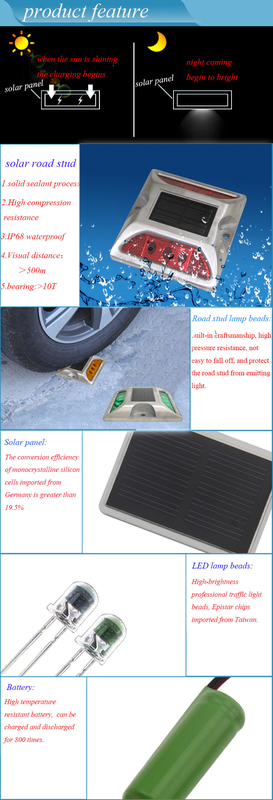 Weiß Gelb Rot Blau Grün 330g 2V LED Solarstraßenstangen Arbeitstemperatur -20C-70C Aluminiumlegierung