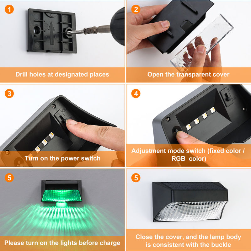 Helle und farbenfrohe ternäre Lithiumbatterie Solarwand Licht Abs Körper mit langlebiger ABA PC-Schale