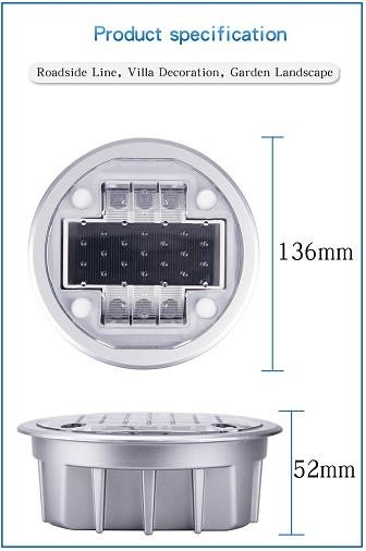 136*52mm Größe Superhelle Solar-LED-Begrabene Straßenmarker mit IP68-Wasserdichtheit