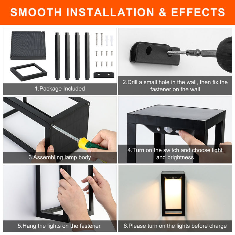 Außen Solarwandlampe für den Garten Solar Außen Wandlampen für Haus, Garage, Front, Veranda