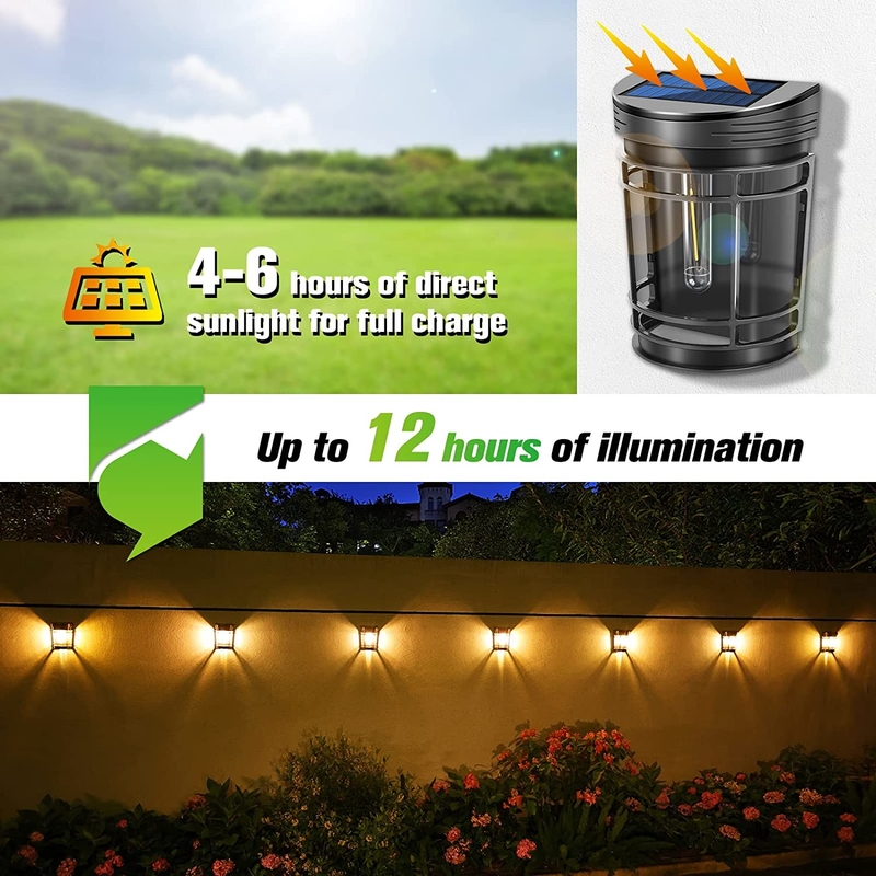 Warme weiße bis RGB-Solarwandleuchte Lithiumbatterie mit wasserdichtem IP65-PC-Schale