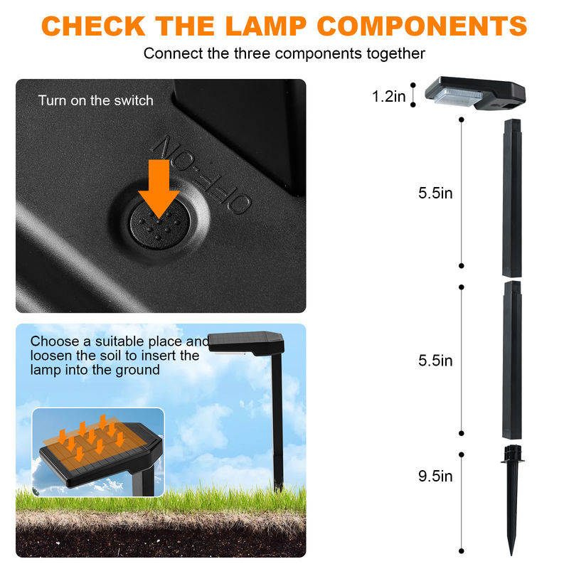 6 LED-Leuchten Sonnenpfahllicht IP65 wasserdicht Schutz für den Außenbereich