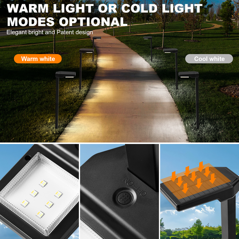 Solarbetriebene LED-Pfahlleuchten mit automatischem Ein-/Aus-Schalten 6 Stück LED IP65 wasserdicht