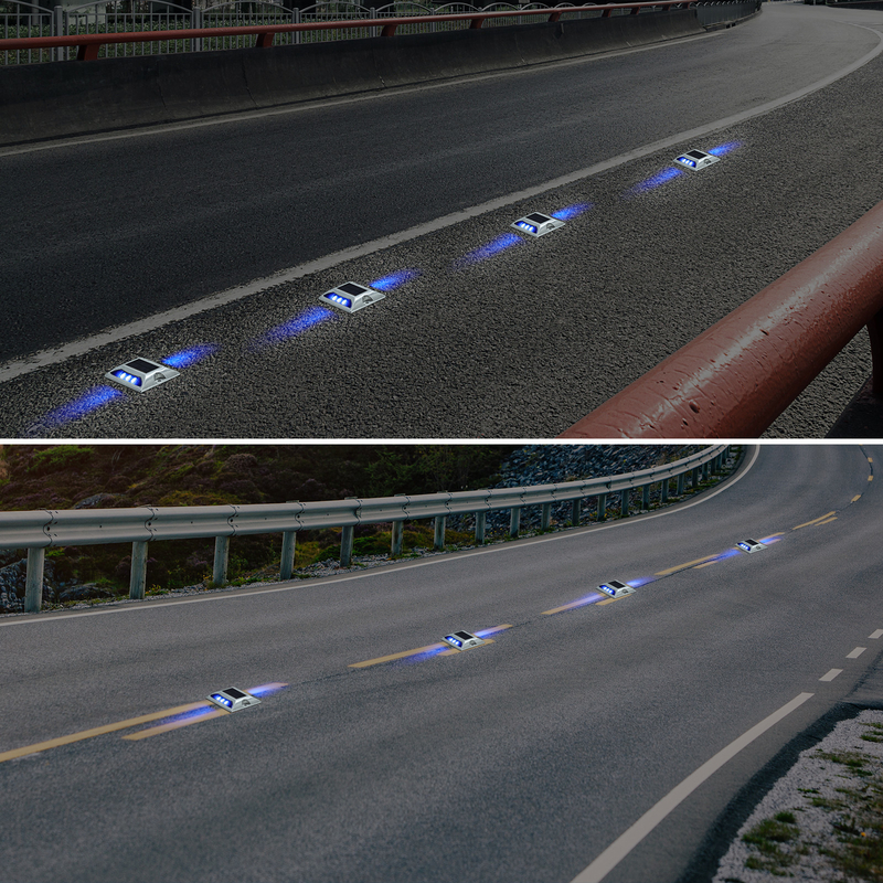 Einfahrtstraßenhölzer aus hellen Aluminium-Solarstraßen mit blinkenden Lichtern und Arbeitszeit ≥ 100h