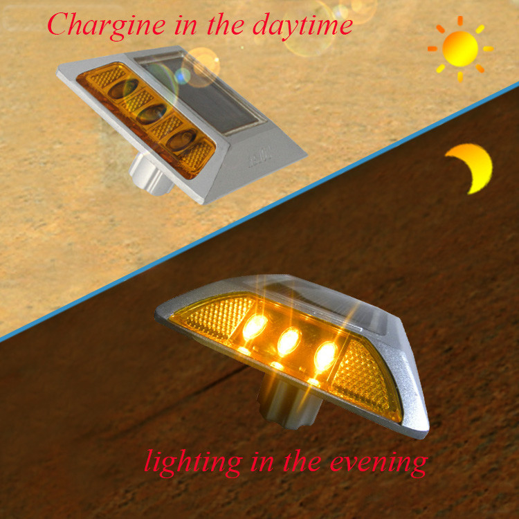 IP68 Wasserdicht Solar Spike LED Guss Aluminium Reflektor Straßenverkehrsführung Leuchten mit Füßen