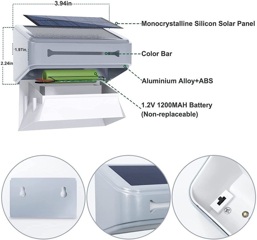 200g 3PCS Wasserdichte Außen Solarwandleuchte RGB Warmweiß Solarpaneel Ternär Lithiumbatterie