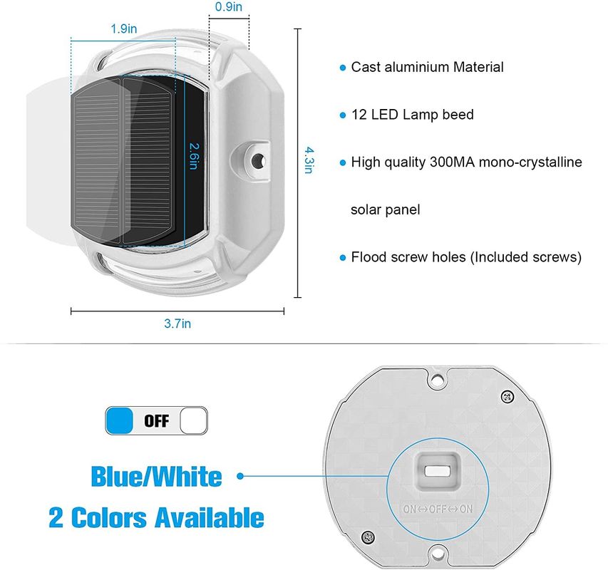 246g IP67 Solardecklicht mit einfacher Schraubeninstallation und Batterie 1,2V/600MAH Ni-Mh Batterie