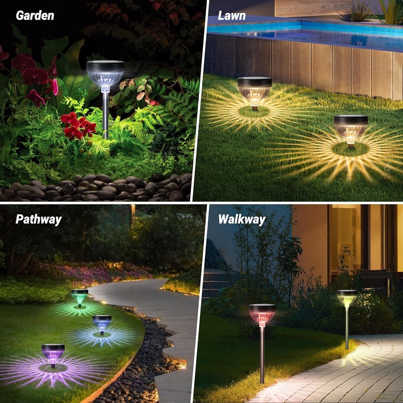 RGB-LED-Licht IP65 Außenwasserdicht Solar-Pfahl-Licht mit automatischem Ein-/Aus- und 15-Stunden-Arbeitszeit