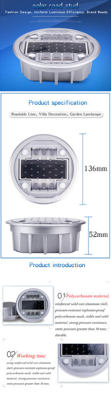 Solarbetriebene Straßenstangen LED-Leuchten Aluminiumlegierung PC Dauerhafte Solarstraßenmarkierung