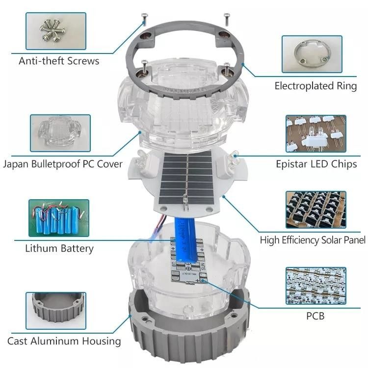 800 Meter Solar Metall Prong Cat Eye Straßenstift mit 2 LED Qty auf jeder Seite