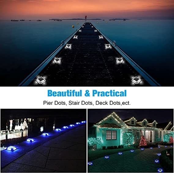 Solar-Dock-Leuchten Einfahrt Deckleuchten Außen Marine-Leuchten Solarbetriebene IP68 Wasserdicht für den Pfad Gehweg Schritt Treppe Pool Kennzeichnung Warnung