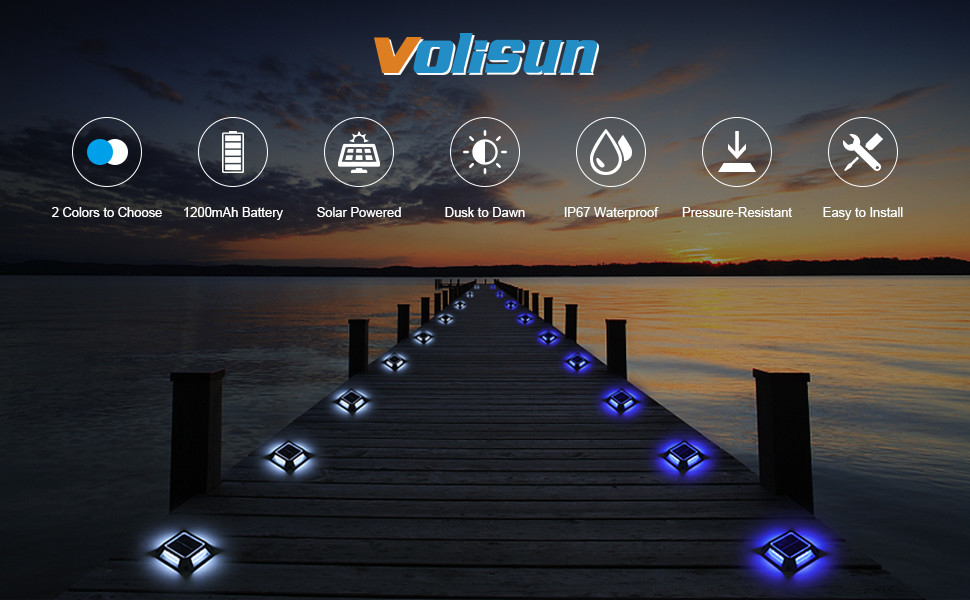 Solar-Dock-Leuchten Einfahrt Deckleuchten Außen Marine-Leuchten Solarbetriebene IP68 Wasserdicht für den Pfad Gehweg Schritt Treppe Pool Kennzeichnung Warnung