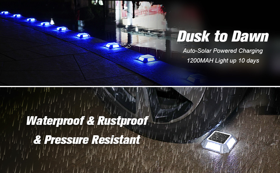 Solar-Dock-Leuchten Einfahrt Deckleuchten Außen Marine-Leuchten Solarbetriebene IP68 Wasserdicht für den Pfad Gehweg Schritt Treppe Pool Kennzeichnung Warnung