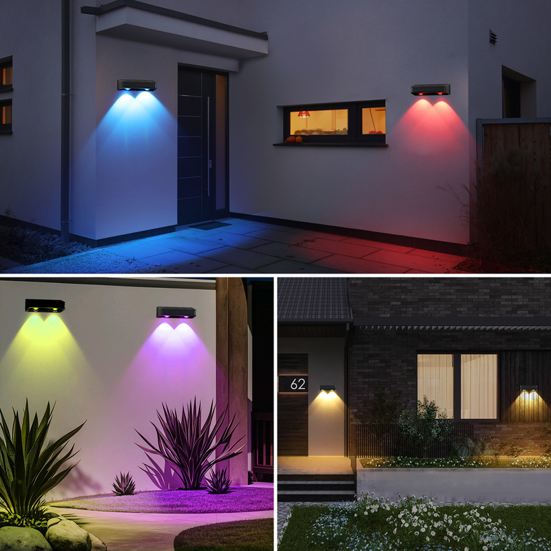 Warme weiße Patio Türen Zaun Deck Garten Beleuchtung Wasserdichte kleine Schrittlampe Außen Solar nach oben und unten Wandleuchten