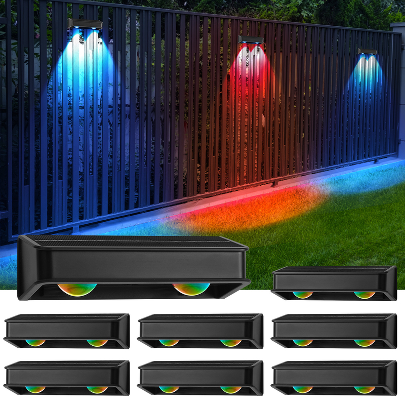 Warme weiße Patio Türen Zaun Deck Garten Beleuchtung Wasserdichte kleine Schrittlampe Außen Solar nach oben und unten Wandleuchten