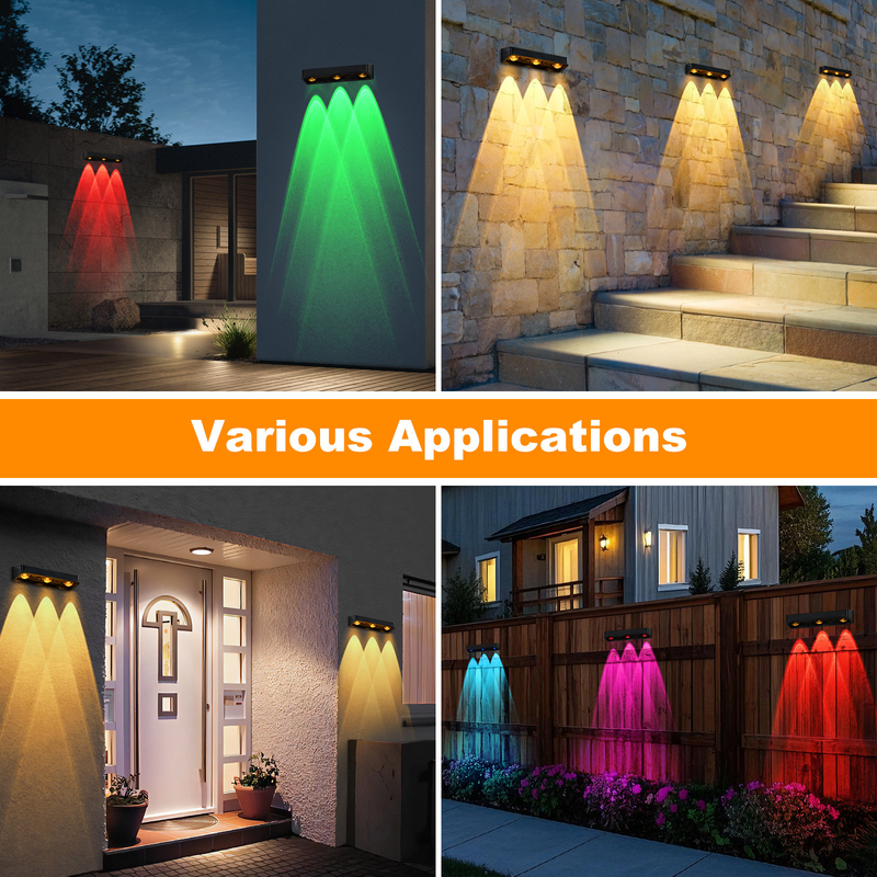 Warmverkauf IP65 wasserdichtes Polysilicium-Solarpanel Weißes Licht Warmes Licht nach oben und unten Lichtquelle Solar LED Wandlampe Hotel