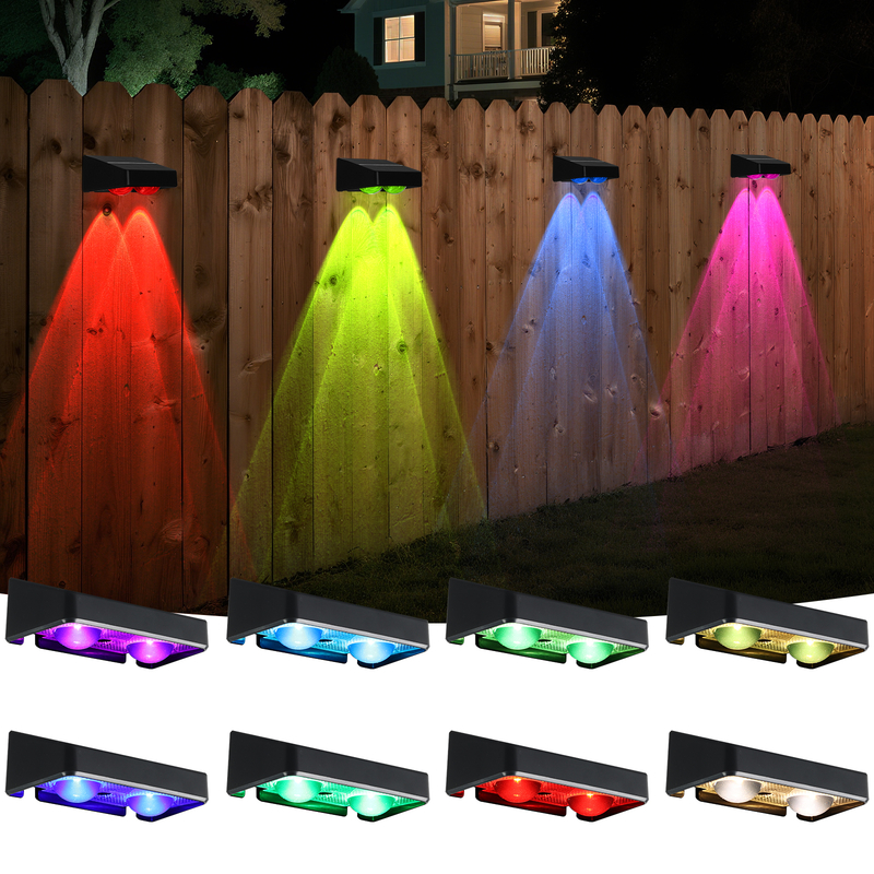Warme weiße Patio Türen Zaun Deck Garten Beleuchtung Wasserdichte kleine Schrittlampe Außen Solar nach oben und unten Wandleuchten