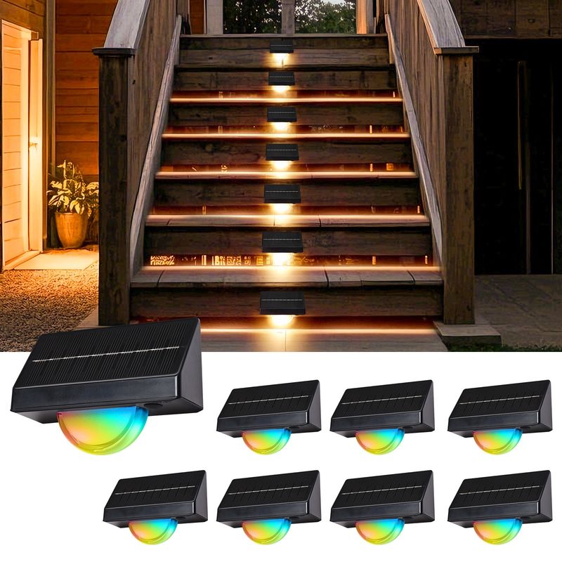 Outdoor Solar LED Step Lights IP65 Waterproof 7 Color RGB