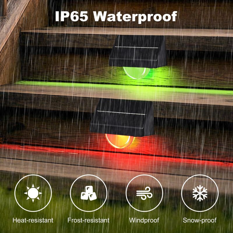Outdoor Solar LED Step Lights IP65 Waterproof 7 Color RGB
