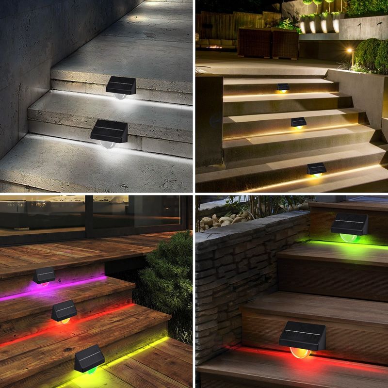 Outdoor Solar LED Step Lights IP65 Waterproof 7 Color RGB