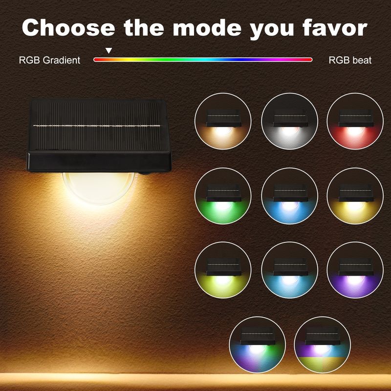 Outdoor Solar LED Step Lights IP65 Waterproof 7 Color RGB